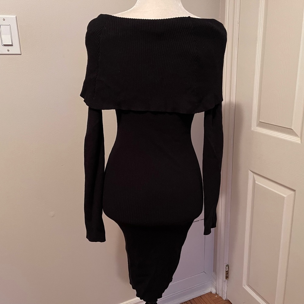 Sexy Off the Shoulder Black sweater dress - Picture 3 of 4